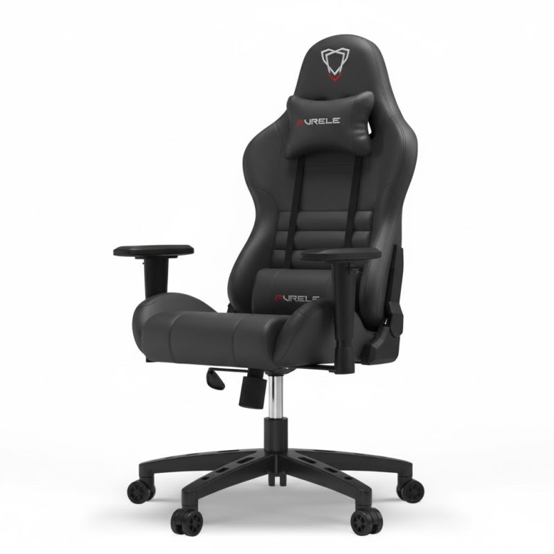 كرسي ألعاب جلد فاخر أسود احترافي